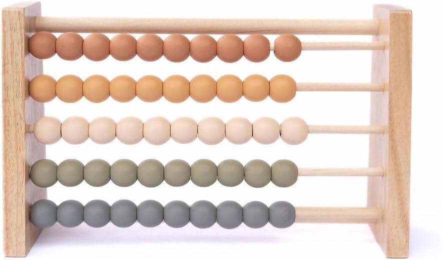 Boho Abacus - STEM Toy- Boho Nursery Decor and Playroom Decor- Math Toddler Toy with Beads- Montessori Toys - Aesthetic Modern Educational Wooden Toys (rectangle, Multicolor)