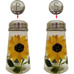 Hand Painted Salt and Pepper Shaker Set with S and P Stainless Lids (2, Sunflowers) Hand Painted Salt and Pepper Shaker Set with S and P Stainless Lids (2, Sunflowers)