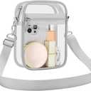 USPECLARE Clear Purse Bag for Stadium Events Clear Messenger Bag for Men and Women Silver, Small