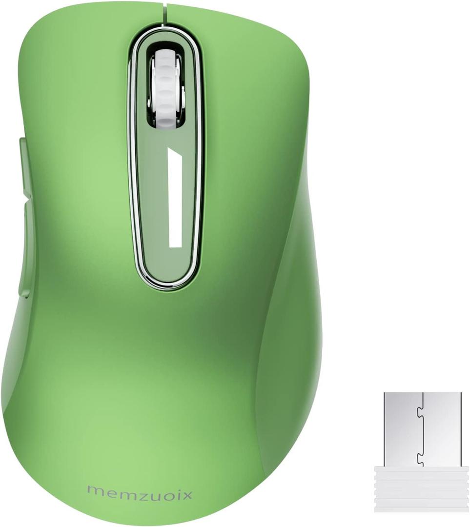 Memzuoix 2.4G Wireless Mouse - 1200 DPI Portable Computer Mouse with USB Receiver for Laptop, PC, Desktop, MacBook - 5 Buttons (Mint Green)