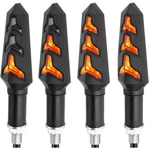 4PCS Motorcycle Turning Indicators Flowing LED Turn Signal Lights 12V 12 LEDs Bulbs for Motorbike Scooter Quad Cruiser Off Road, Amber Yellow