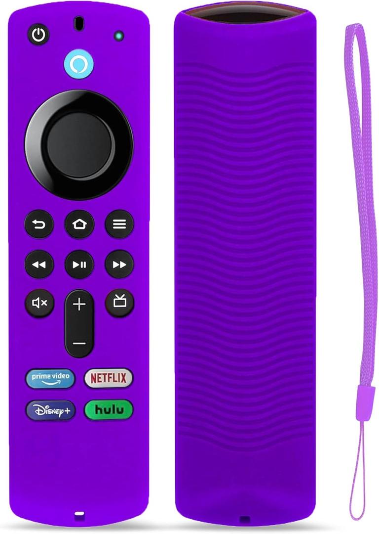 Firestick Remote Cover Case 3rd Gen, Compatible with Alexa Voice Remote FireTV Stick 3rd Gen, Anti Slip Silicone Protective Covers Sleeve Skin with Lanyard - Purple