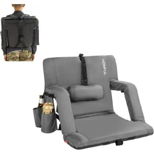 HOMFule Wide 21'' Stadium Seats Wide 21'' Stadium Seats for Bleachers with Lumbar and Back Support Portable Folding Reclining Stadium Chairs with Padded Cushion Seats for