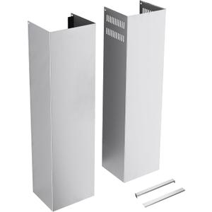 Stainless Steel Chimney Extension for Range Hood Cover Wall-Mount Style (Silver) Adjustable Vent Extender Ceiling Duct Retractable 31.5 inch ~63"