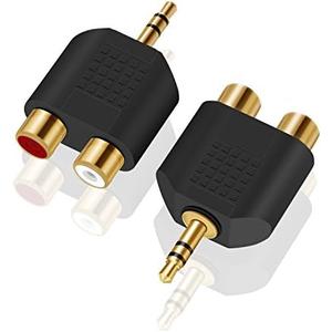 ANDTOBO 3.5 mm TRS to Dual RCA F (2-Pack), 3.5mm Stereo Male to Dual RCA Female Audio Breakout Adapter