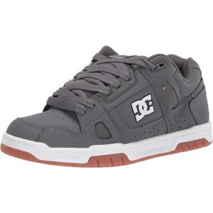 DC Men's Stag Low Top Skate Shoe, Grey/Gum, 13
