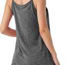 Hibelle Womens Built in Bra Camisole with Adjustable Spaghetti Straps,Pleated Front Flowy Summer Casual Tank Tops (Gray, M)