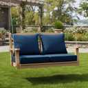 Summsun Outdoor Chair Cushions, Faux Linen Backrest and Deep Seat Cushion Set for Patio Furniture with Weather Resistant Removable Cover, Ties, Non-Slip Bottom, 24 x 24 Inch, Navy, Set of 2, 2P/24*24 + 24*22 Inch