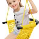 Hand-Knitting Toddler Swing, Swing Seat for Kids with Adjustable Ropes, Little tikes Swings Set, for Outdoor Indoor, Playground, Backyard (Yellow)
