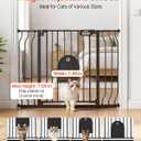 VEVOR Pet Gate for Stairs, 29.5-43 in Adjustable Width, Pet Gate with Adjustable Cat Door, with Pressure Mount Kit and Wall Mount Kit, Secure Metal Pet Door for Stairs, Doorways, and Home, Black