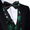DiBanGu Mens Christmas Vest and Bow Tie Set Festival Christmas Snowflake Suit Vest for XmasNew Year Party Formal (Black Green Christmas Tree Snowflake)