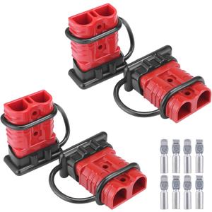 MUYI 6-10 Gauge 50A Battery Cable Quick Connect/Disconnect Wire Harness Plug Connector for Recovery Winch Auto Car Trailer(4pcs Red)