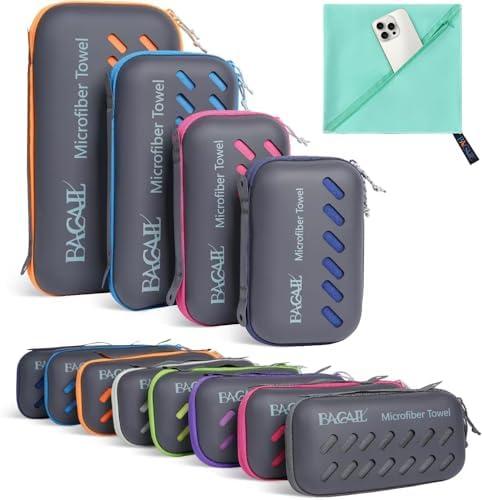 BAGAIL Camping Towel with EVA Case, Compact & Ultra Soft Microfiber Travel Towel - Super Absorbent & Lightweight Quick Dry Towels for Sports, Beach, Gym, Backpacking, Hiking and Yoga