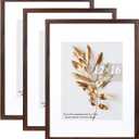 Set of 3 12x16 Picture Frame Brown can Display 8.5x11 Picture with Mat or 12x16 Without Mat on the Wall