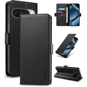 Wallet Flip Case for Google Pixel 10/10 Pro 5G - [RFID Blocking] Luxury PU Leather Card Holder Magnetic Phone Cover with Kickstand,Shockproof Protective Case,Black