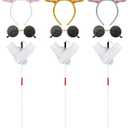 Liitrsh 12 Pcs Mouse Costume Accessories Set Mouse Headbands Round Sunglasses Folding Blind Cane White Gloves (Assorted Color Ear)