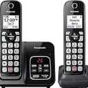 Panasonic Cordless Phone with Answering Machine, Advanced Call Block, Bilingual Caller ID and HighContrast Display, Expandable System with 2 Handset Cordless Telephones  KXTGD832M (Metallic Black)