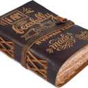 LEATHER VILLAGE Leather Bound Vintage Journal for Men & Women Handmade Bible Verse Christian Embossed Journal, 200 Pages Deckle Edge Watercolor Paper for Writing, Praying & Gifting, 7" x 5", Brown