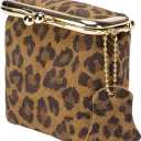 Leopard Print Small Coin Purse for Women Cute Minimalist Credit Card Holder With Zipper Leather Compact Wallet for Cash Key Lipstick Jewelry (Coffee)
