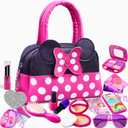 Kaodezhu Pretend Play Purse for Little Girls-Toddler Purse Set Pretend Play Makeup Toys for 3 4 5 6 Year Old Kids,Toddler Purse with Accessories,Toy Purse Perfect for Girls Birthday Gifts (MNLSBB 2A)