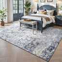 Toneed Abstract Area Rug Modern Washable Rug Soft Non Slip Rug Low Pile for Bedroom Living Room Dining Room Blue 6x9 Feet