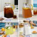 WARMSIMPLE 2 Pack Glass Pitcher With Handle And Lid, Large 2 Liter Glass Water Pitcher For Fridge, 68oz glass Tea pitcher Hot And Cold Iced Juice Coffee Milk, Jug Carafe For Beverages Drink