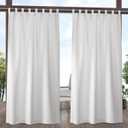 Exclusive Home Cabana Solid Indoor/Outdoor Light Filtering Hook-and-Loop Tab Top Curtain Panel Pair, 54"x84", Vanilla