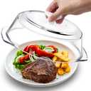 Plastic-free, ACEPRUT New Upgrade Glass Microwave Splatter Cover for Food with Ceramic Handle & Screw, 100% Food Grade, BPA Free, Dishwasher Safe