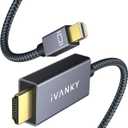 IVANKY 4K Mini DisplayPort to HDMI Cable, 4K@60Hz Thunderbolt 2 to HDMI, Alum Shell & Nylon Braided, High Speed Video & Audio Mini DP to HDMI for MacBook Air/Pro, Surface Pro, Monitor, Projector