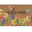 XLDLIOO Spring Door Mat, Colorful Floral Birds Doormats, Flower Welcome Front Door Mat Indoor Outdoor Entrance, Rustic Botanical Artificial Coir Doormat Rugs for Patio Entry Kitchen Decor 30x17in