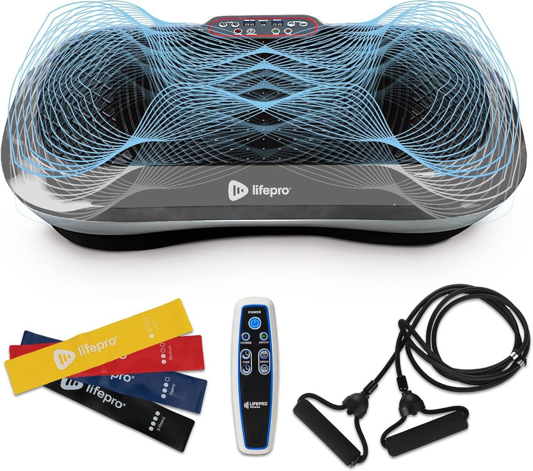 Lifepro Waver Vibration Plate Exercise Machine  High-Intensity Vibration for Muscle Activation, Full-Body Workout Vibrating Platform with Loop Bands, Fitness Equipment for Strength Toning & Fat Loss (Gray)