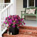 Artificial Fake Flowers for Outdoor Spring Decoration, 2PCS Faux Silk Petunias No Fade UV Resistant Flowers for Outside Garden Porch Yard Balcony Patio Realistic Indoor Decor(Fuchsia)