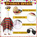 Mepase 3 Pcs Mexican Porch Goose Outfit Cinco De Mayo Goose Costume Set Sombrero Sunglasses Clothes for 23'' Mexican Outdoor Lawn Yard Garden Patio Statue Accessories Party Decoration