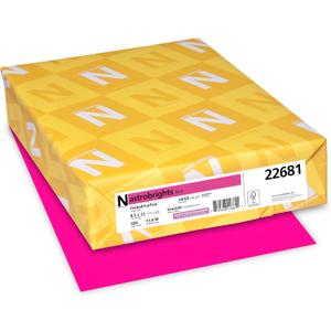 Neenah Astrobrights Bright Color Paper, 8 1/2in. x 11in., 24 Lb, FSC Certified, Fireball Fuchsia, 500 Sheets, 22681