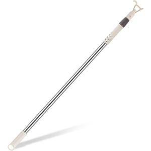 Reallnaive 1 Pack Telescoping Skylight Pole with Hook up 47 to 63 Inch Wand for Blinds Tension Rod Blinds Shades Stainless Steel Adjustable Curtain Pull Wand for Skylight Cordless Window (Beige)