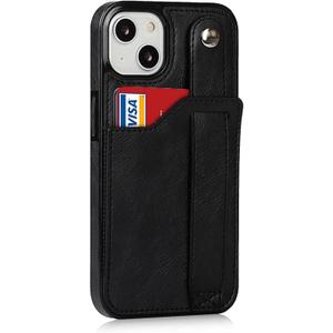 for iPhone XSMax Luxury Wallet Leather Cover Case Wristband Case(for iPhone XSMax/Black)