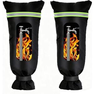 2 pcs Outdoor Faucet Covers for Winter, 15x28 inches,Black Insulated WithThick Cotton Waterproof Oxford Fabric and Reflective Strip for Freeze Protection Outdoor Faucets Hose Bibs (2)