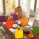Wesnoy 18 Pcs 36 Pcs Thanksgiving Non Woven Fall Gift Bags with Handles Reusable Party Favor Goodie Bags Bulk, Autumn Rainbow Color Tote for Women Wedding Birthday Bridal Shower Decoration (Orange)