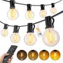 Outdoor String Lights with Remote, 100Ft Outside Waterproof Light with Dimmable G40 LED Bulbs, Shatterproof Connectable Hanging Patio Lights for Porch, Backyard, Bistro, Deck, Balcony, Home Decor