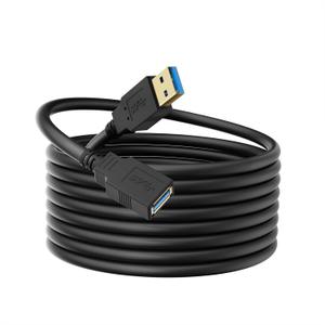 USB 3.0 Extension Cable 15FT, 5Gbps Data Transfer, Male to Female,Enjoy Ultra-Fast Transfer and Convenient Connectivity Compatible with Printers, Camerasand More Black,15 feet