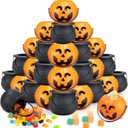 Liliful 72 Pcs Halloween Mini Pumpkin Bucket Jack O Lantern Witch Cauldron Small Spooky Halloween Candy Cauldron Pot Portable Pumpkin Buckets for Party