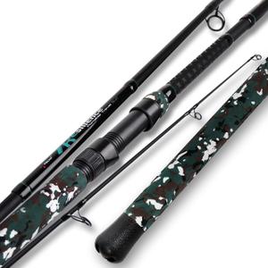 Fiblink 4-Piece Surf Spinning Fishing Rod, Portable Travel-Friendly Pole, Carbon Fiber Fishing Rod (9’/ 10’/ 12’) (9‘ MH)