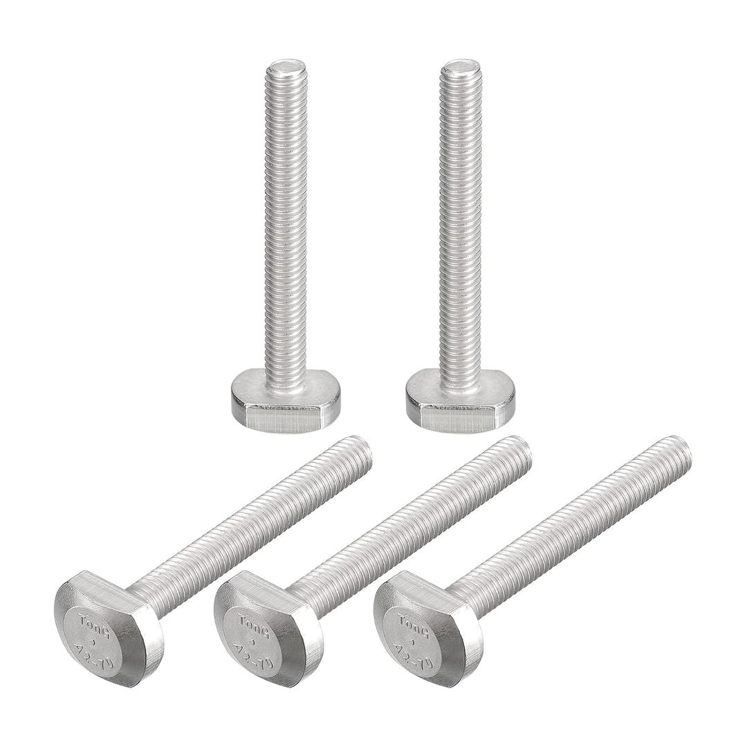 uxcell T-Slot Bolts, 5pcs M6x50mm T Slot Drop-in Stud Sliding Bolts 304 Stainless Steel T Shape Screws for T Track