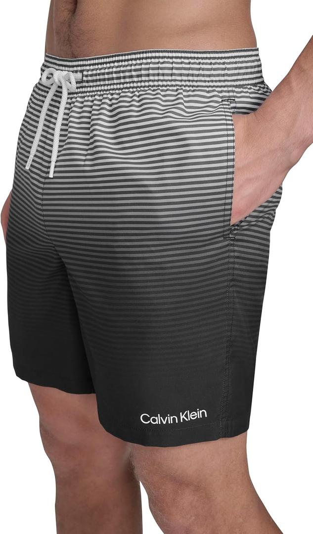 Calvin Klein Men's Volley Quick Dry Lightweight Swim Trunk (Medium, Black)