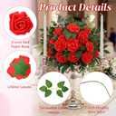 100Pcs Real Touch Red Artificial Roses with Stems - 3" x 8.5" Foam Fake Flowers Bulk for DIY Wedding Bouquets, Centerpieces, Valentine's Day Gifts & Home Decor