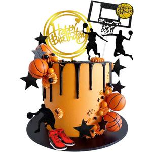 17 PCS Basketball Cake Toppers Basketball Star Themed Cake Decorations for Boy Cake Topper Sport Cake Party Decorations Sports Party Supplies (1)
