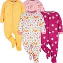 Onesies Brand baby-girls 4-pack Sleep 'N Play Footies Multi Pack (3-6 Months, Fox)