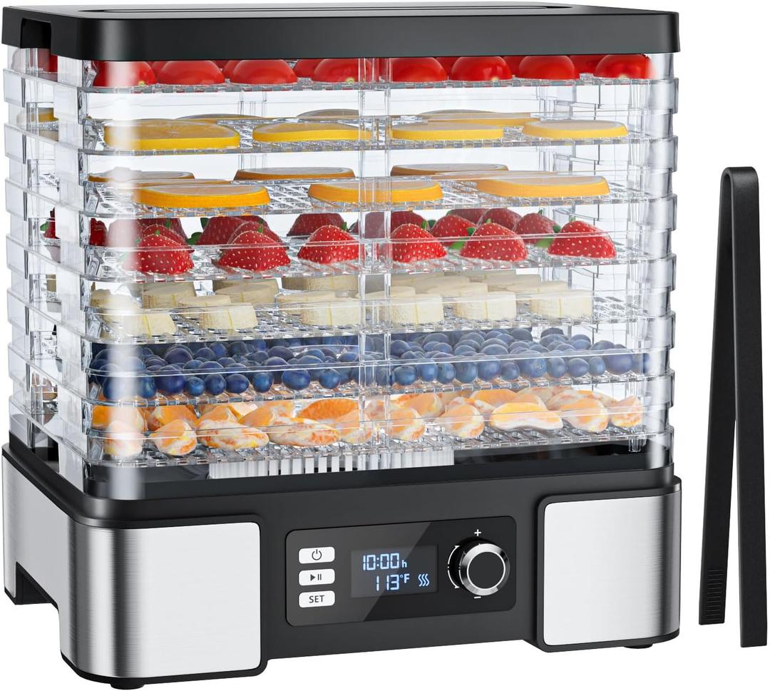Food Dehydrator Machine Dryer for Jerky: Stainless Steel Dehydrater for Fruit Herb - Digital Food Drier for Meat Beef Dehydration (black)