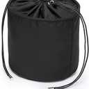 Tall Purse Organizer Insert Womens Canvas Round Handbag Organizer Storage,Handbag Purse Organizer Round Cosmetic Pouch Bag Bucket Makeup Bag (Black-Nylon)