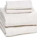 Amazon Basics 4 Piece Breathable 100% Cotton Jersey Knit Sheet Set, Stretchy Lightweight, Includes Flat and Fitted Sheets, Pillowcase, Full, Oatmeal